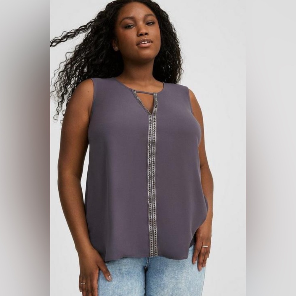 Georgette Embellished Trim Tank